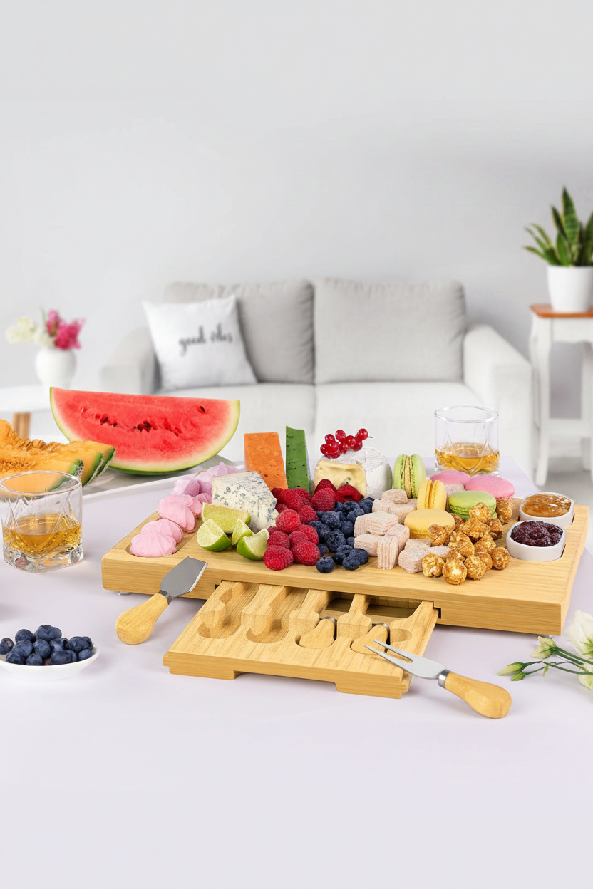 Charcuterie Board with Cheese Knife Set